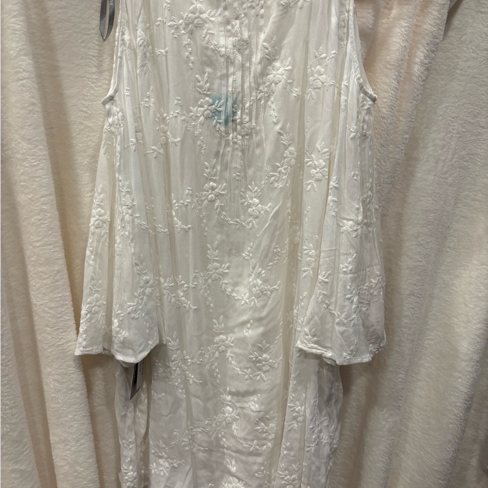 White Embroidered Boho blouse women’s 2XL Cold shoulder - Picture 3 of 4